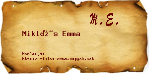 Miklós Emma névjegykártya